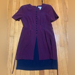Vintage 90s  Miss Dorby Lagan Look Midi Striped Lagen Dress Womens Sz 10